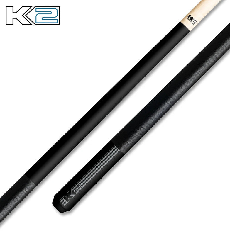 K2 KLB10 Pool Cue Matte Black with White, 12.5MM Low Deflection Shaft