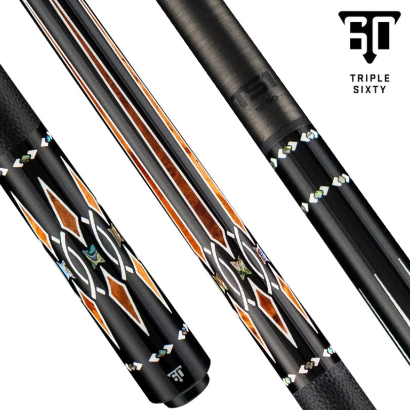 Triple 60 Carpo CP3 Billiards Pool Cue Ebony Amboyna Burl Abalone inlays