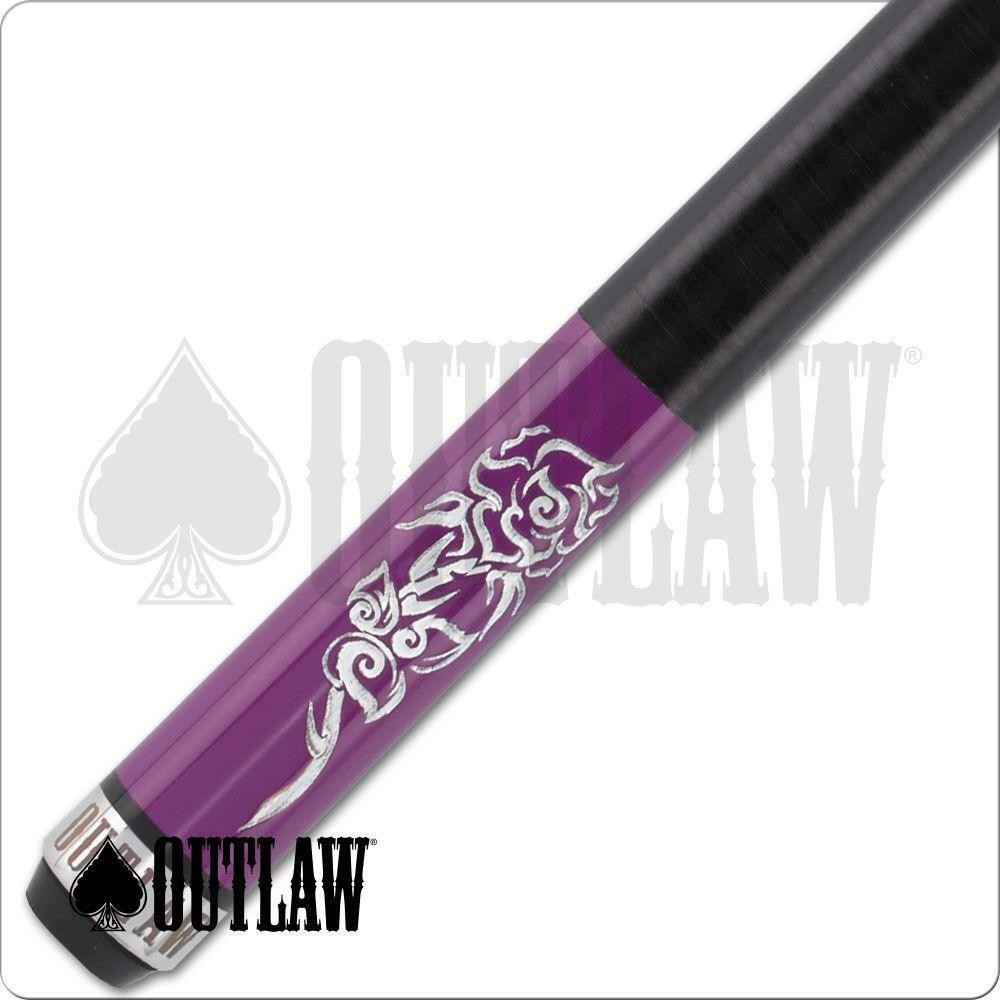 Outlaw Desert Rose OL44 Pool Cue, Purple and White, 19 oz, 13mm Maple Shaft