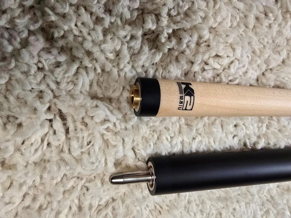 K2 KLB12 Pool Cue Matte Black Gold Low Deflection 12.5mm Shaft Cue