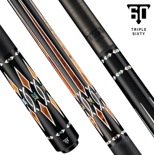 Triple 60 Carpo CP3 Billiards Pool Cue Ebony Amboyna Burl Abalone inlays