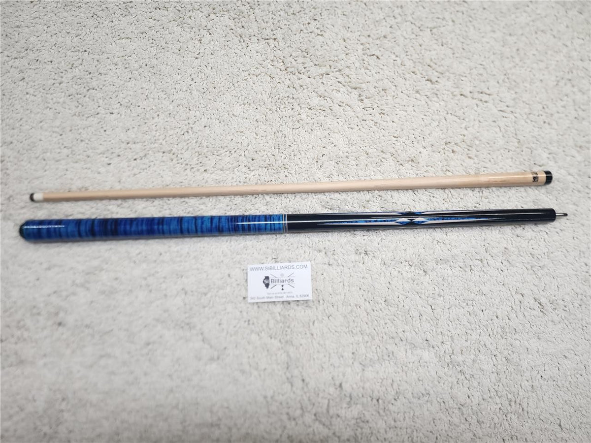K2 POOL CUE KL141 Gloss Black, Turquois/White Floating Points, Blue Curly