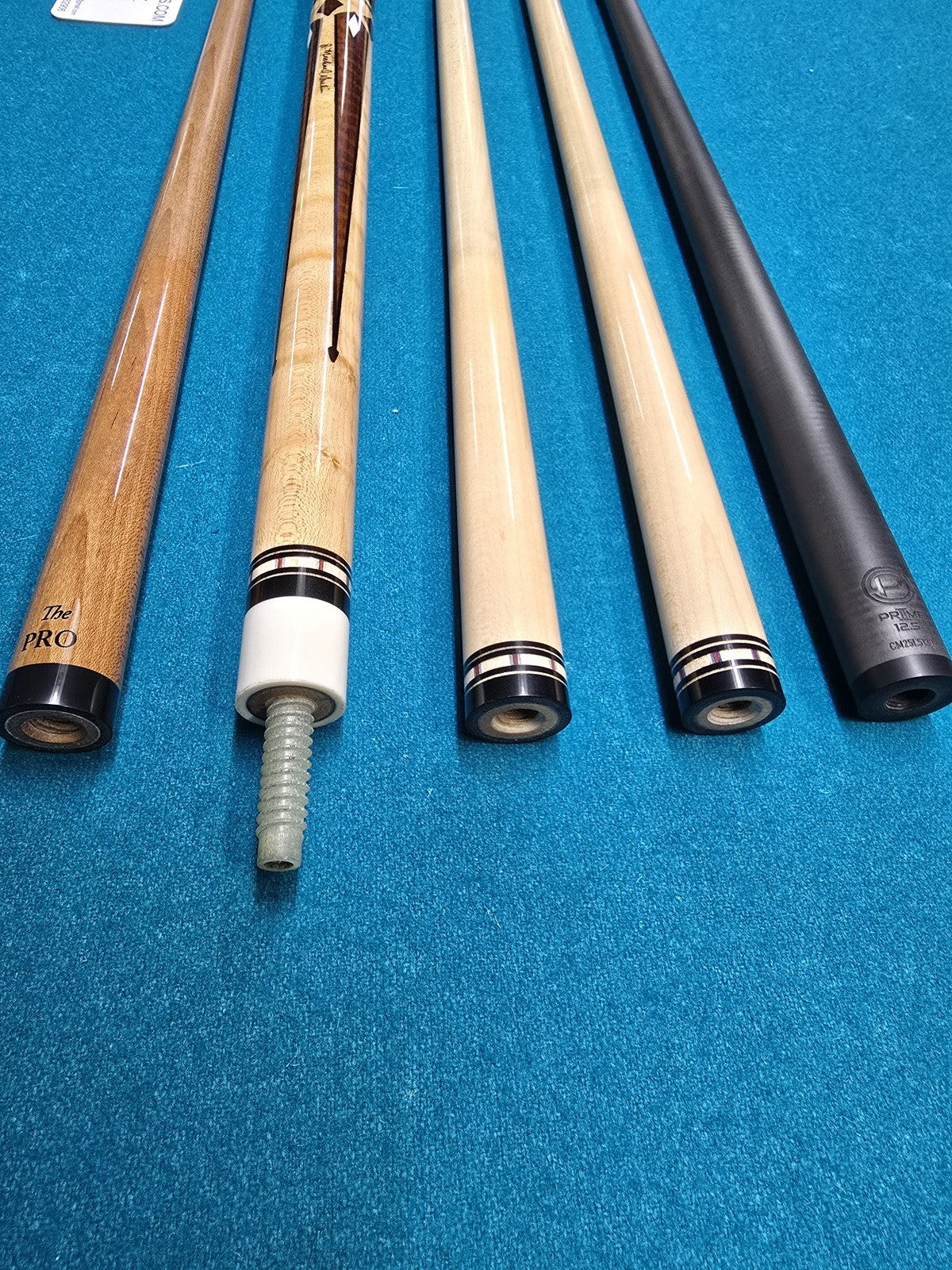Michael Durbin Custom Pool Cue with 4 Shafts, Leather Wrap, Floating Points
