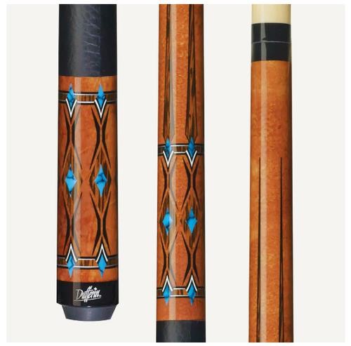 Dufferin Curly Maple Blue Recon Pool Cue, Leather Wrap, Tiger Tip, New
