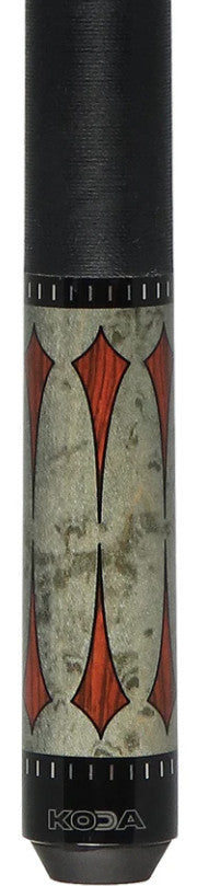 KODA Gray-Stained Maple with Cocobolo Points Graphic Pool Cue - KD49 19oz 13mm
