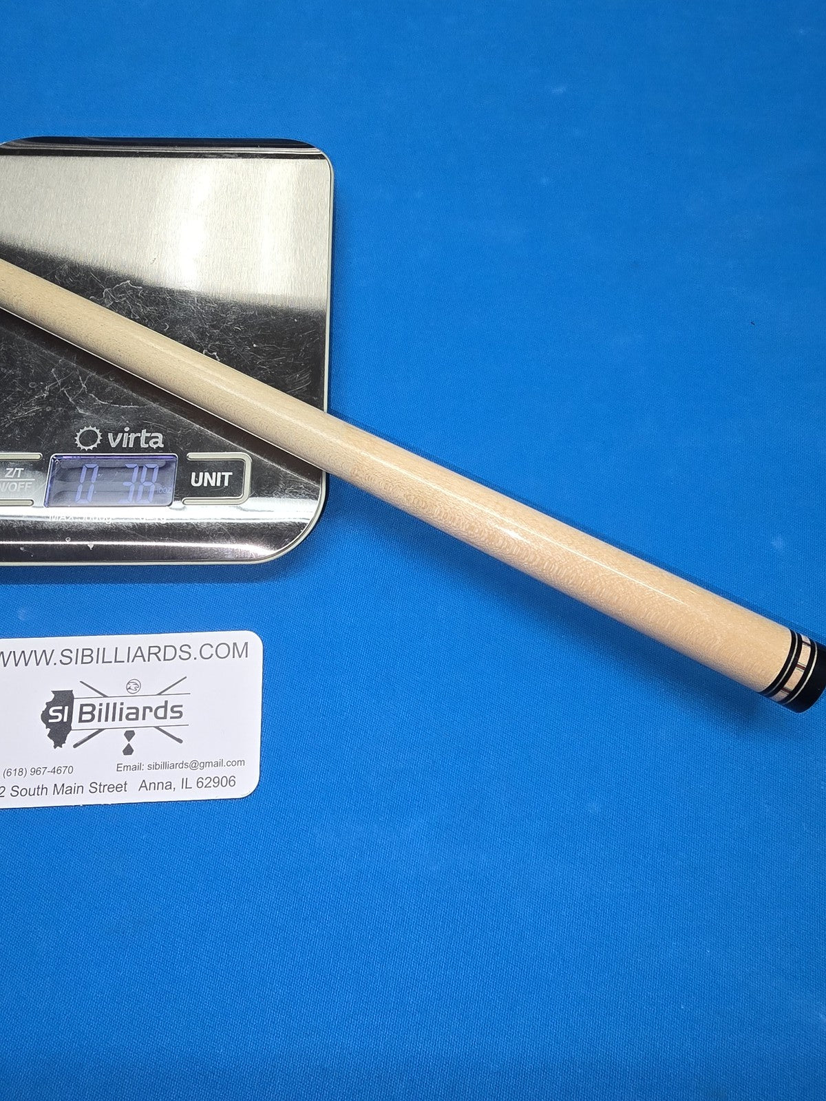 Michael Durbin Custom Pool Cue with 4 Shafts, Leather Wrap, Floating Points