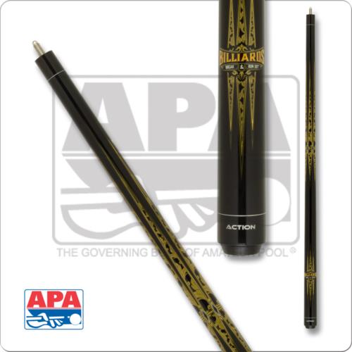 Action APA 42 Pool Cue Black with Gold Points 19oz Free Shipping!