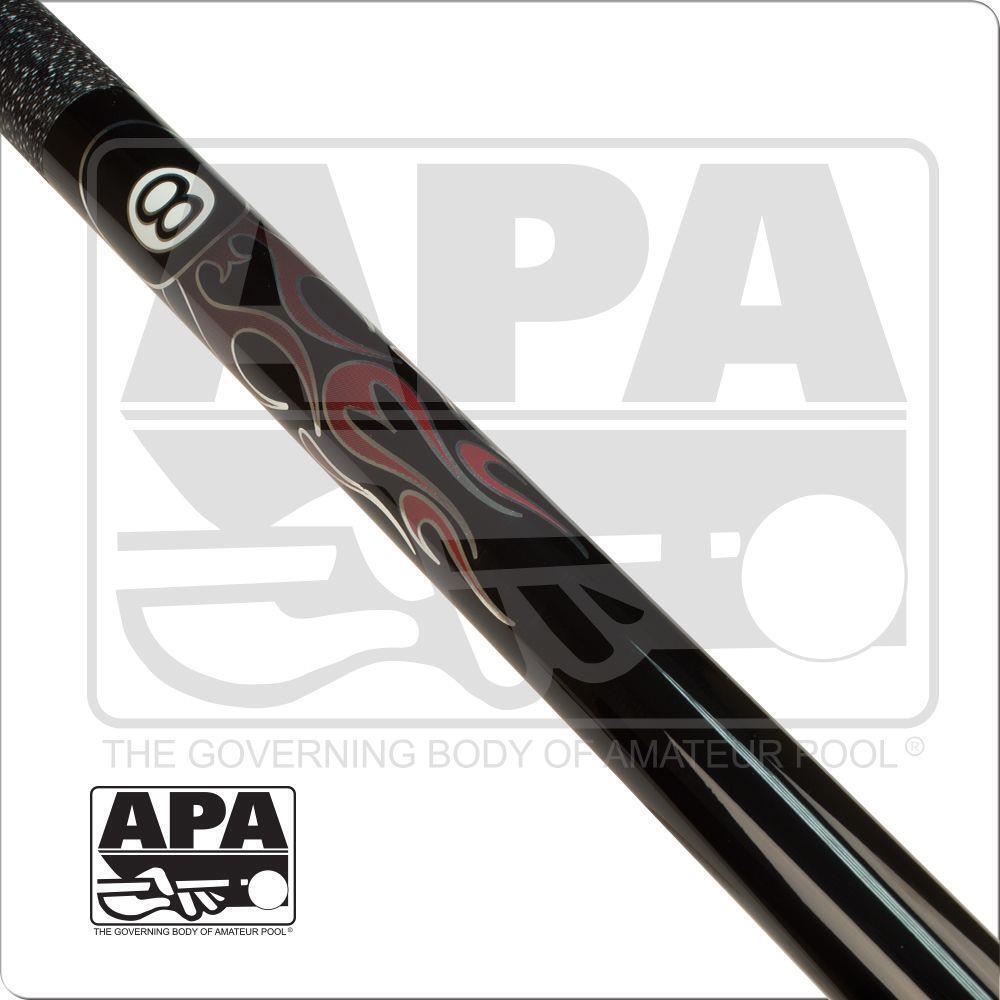 Action APA 04 Pool Cue Black with Red Flames 18oz Free Shipping!