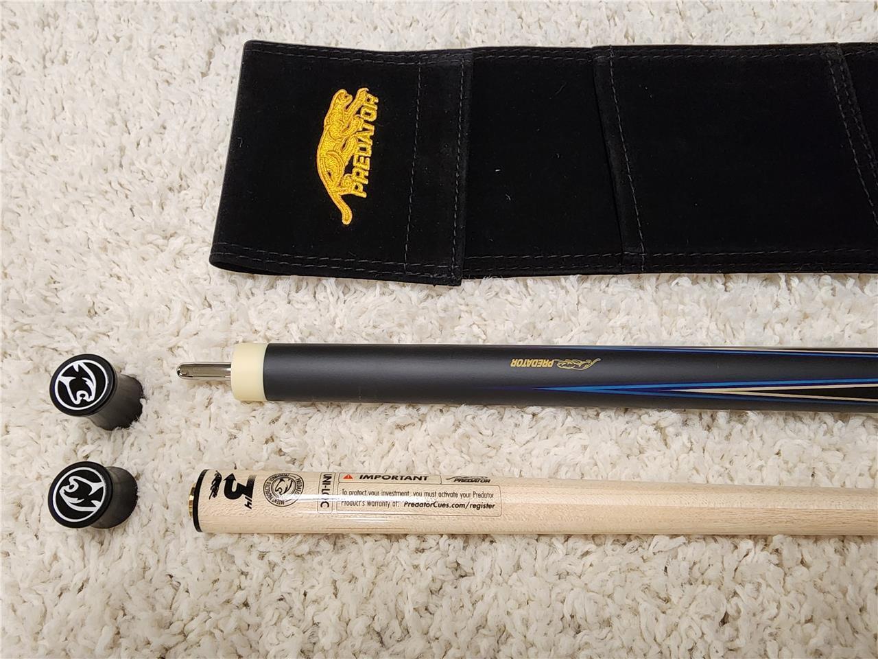 Predator 4 Point Sneaky Pete Black/Blue Points No Wrap Pool Cue w/ 314-3 New!!!