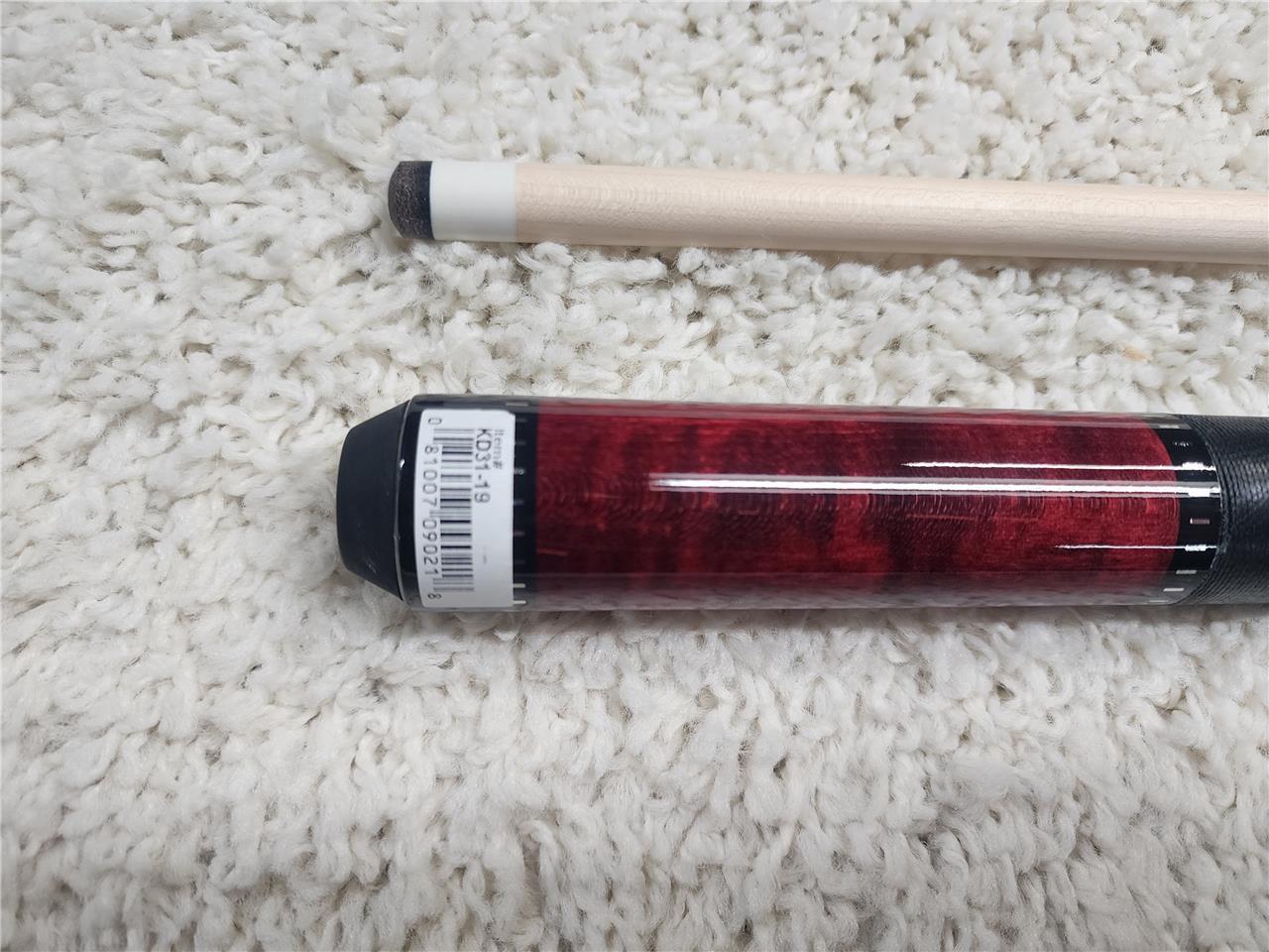 KODA POOL CUE KD31 Red Stained Real Curly Maple Forearm, Irish Linen & Maple Sha