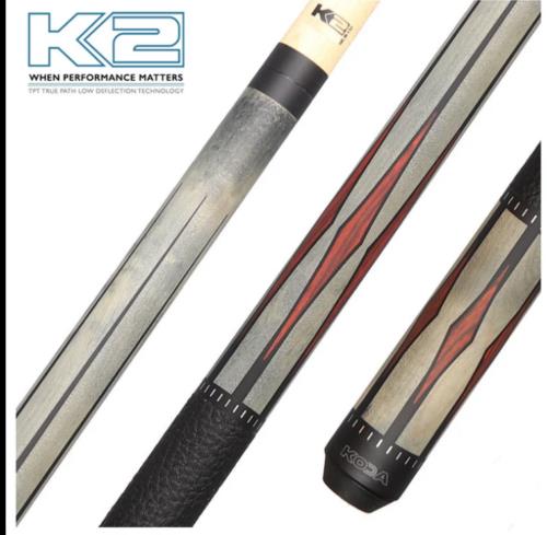 K2 POOL CUE KL193 Matte Gray, Floating Cocobolo/Black Point Design