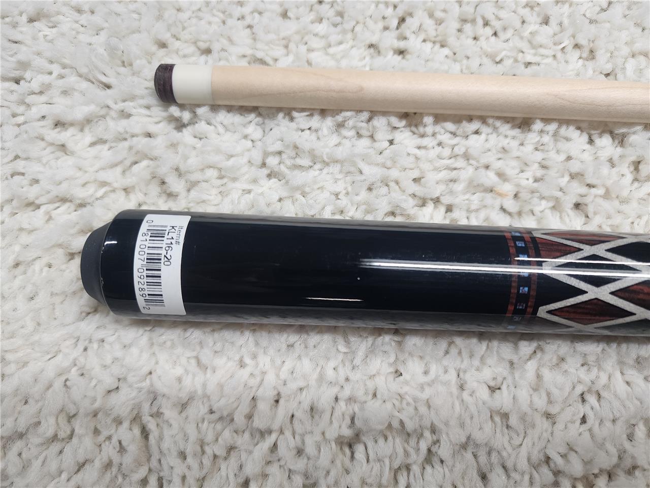 K2 POOL CUE KL116 Gloss Black, Cocobolo/Black Diamond Simulated Wrap - 12.5