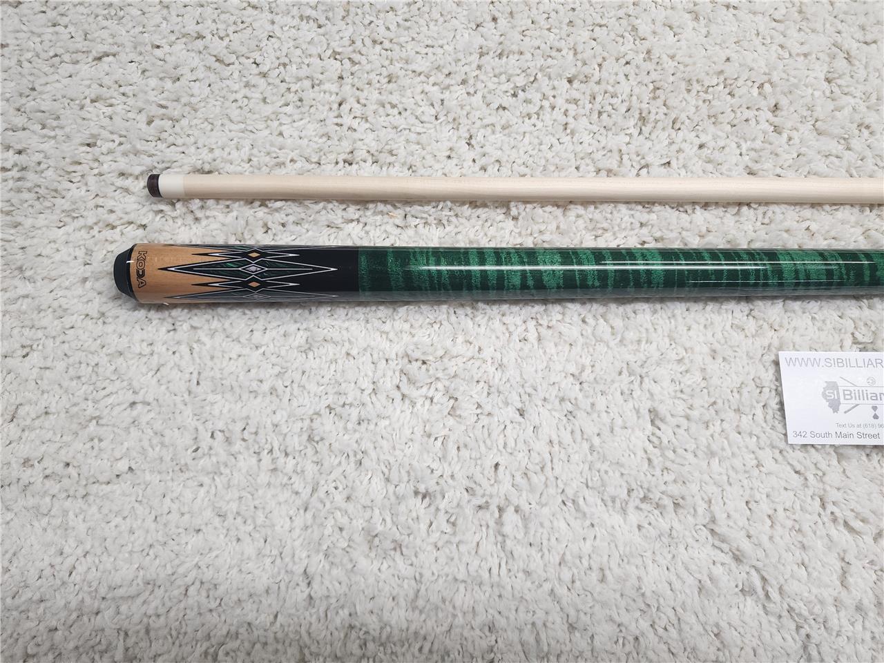 K2 POOL CUE KL180 Gloss Birdseye, Floating Green/Black Points, Wrapless