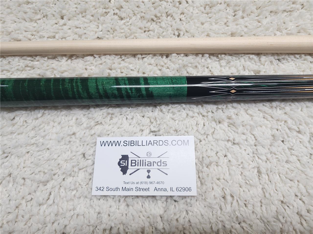 K2 POOL CUE KL180 Gloss Birdseye, Floating Green/Black Points, Wrapless