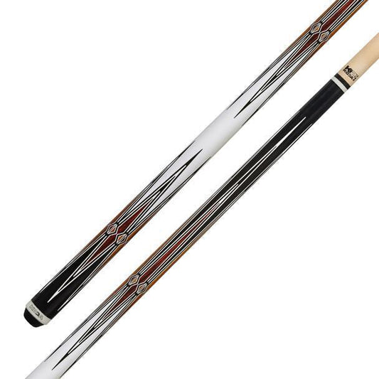 K2 POOL CUE KL131 Gloss Black, Cocobolo Points, w/ Wrapless White Wrap - 12