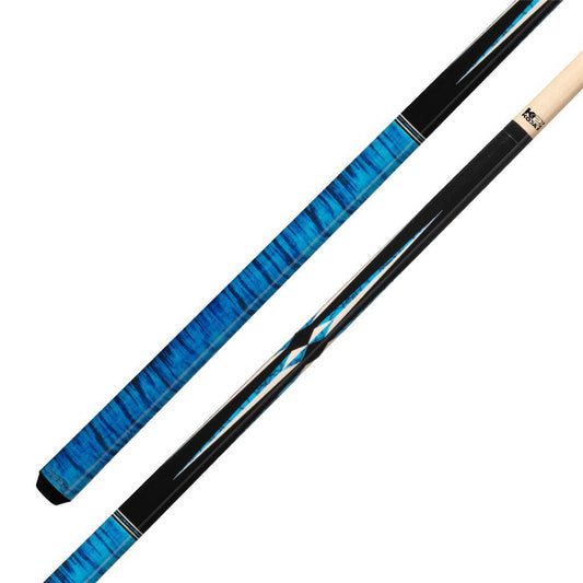 K2 POOL CUE KL141 Gloss Black, Turquois/White Floating Points, Blue Curly