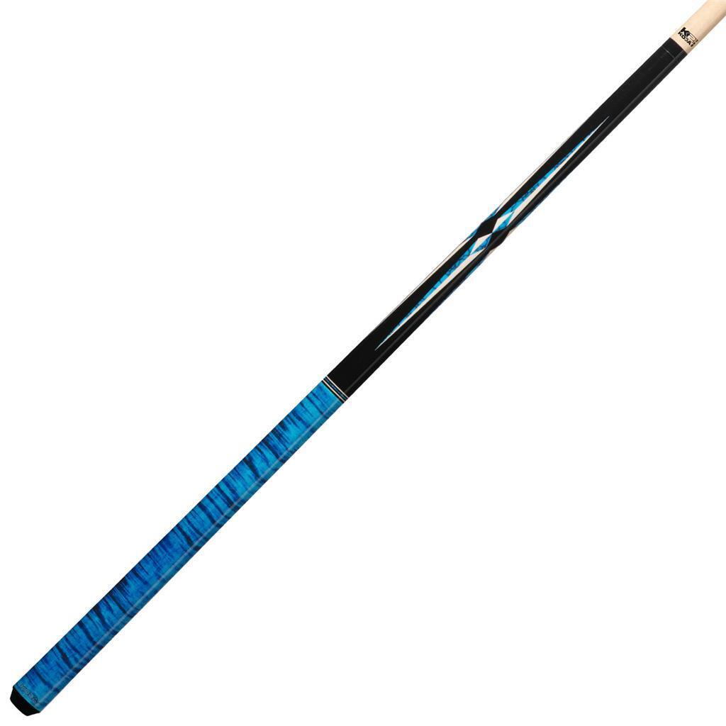 K2 POOL CUE KL141 Gloss Black, Turquois/White Floating Points, Blue Curly