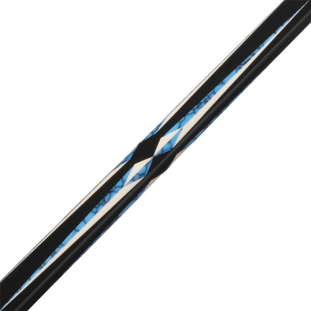 K2 POOL CUE KL141 Gloss Black, Turquois/White Floating Points, Blue Curly