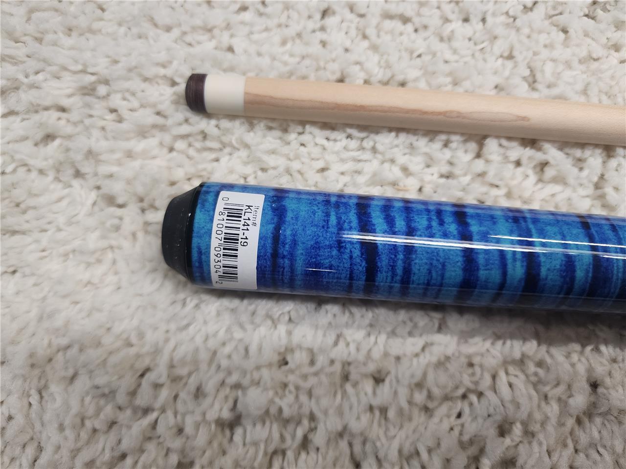 K2 POOL CUE KL141 Gloss Black, Turquois/White Floating Points, Blue Curly