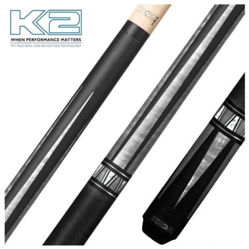 K2 POOL CUE KL171 Matte Black, Purple Curly Point Design, Black Irish Linen