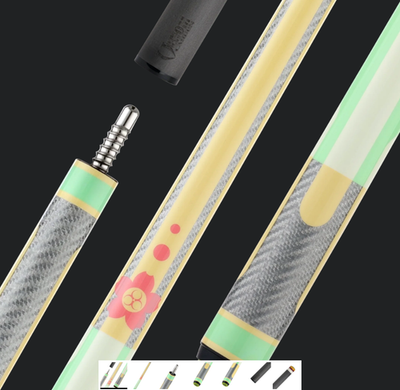 Predator Poison Candy Sugar Pool Cue 12.4mm Carbon Fiber Shaft Green Peach