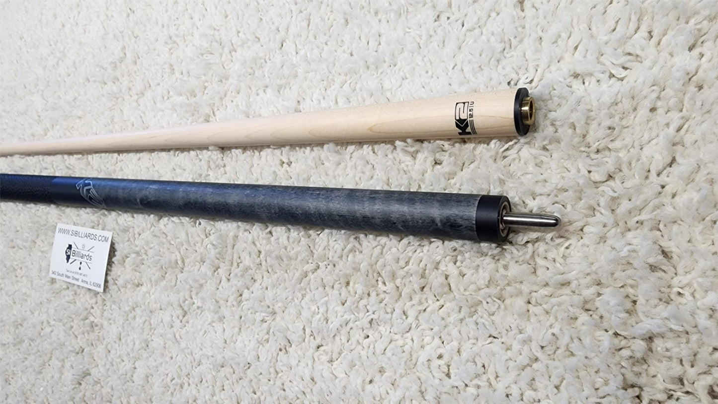 K2 Pool Cue KLCGY Grey w/ Leather Wrap Play Cue w/ Low Deflection 12.5MM Shaft
