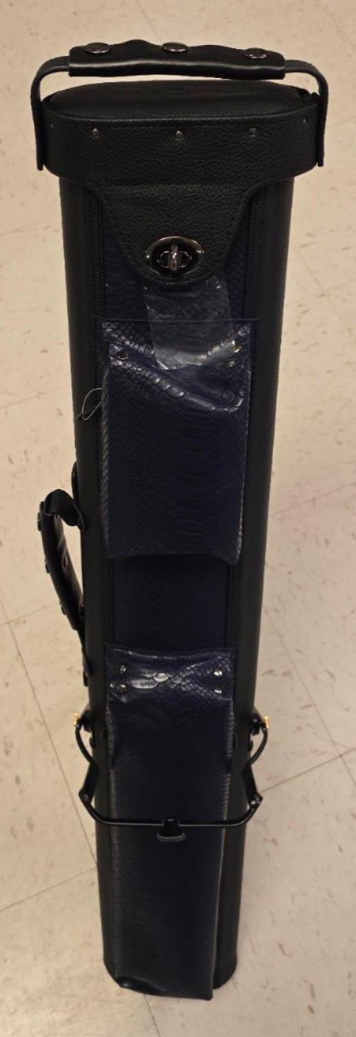 Leatherette Polyform Blue/Black 2x4 Hard Pool Cue Case - With Kick Stand