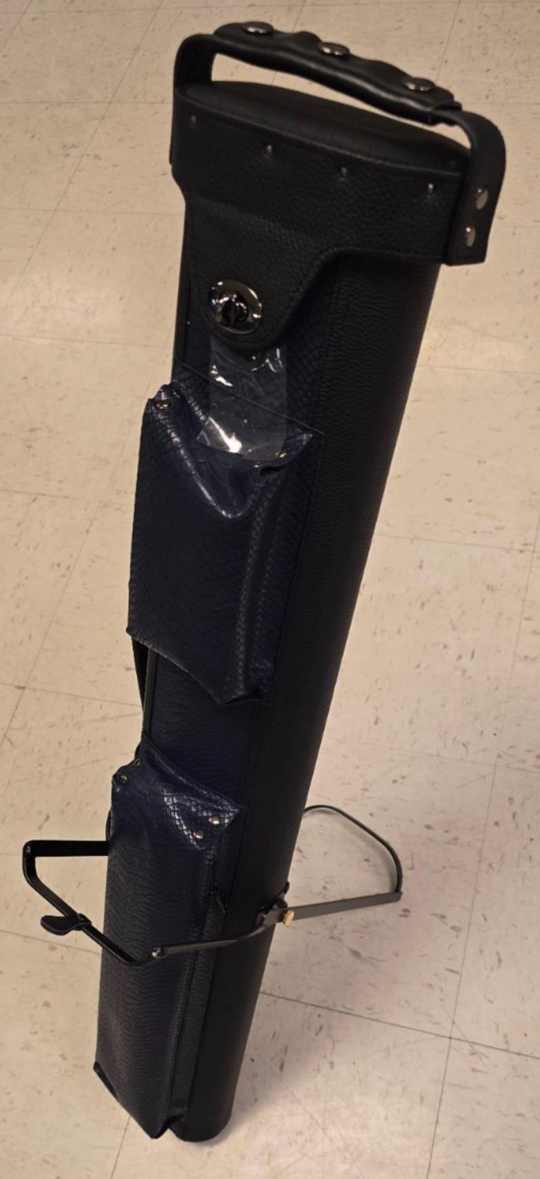 Leatherette Polyform Blue/Black 2x4 Hard Pool Cue Case - With Kick Stand