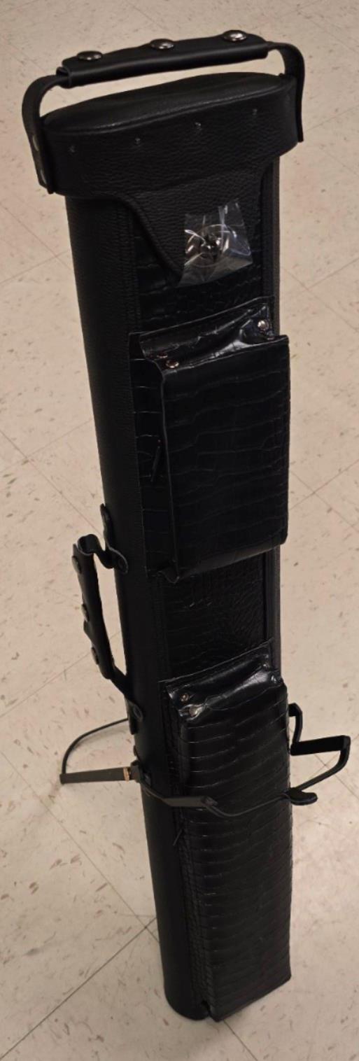 Leatherette Polyform Black Croc Print 2x4 Hard Pool Cue Case - With Kick Stand