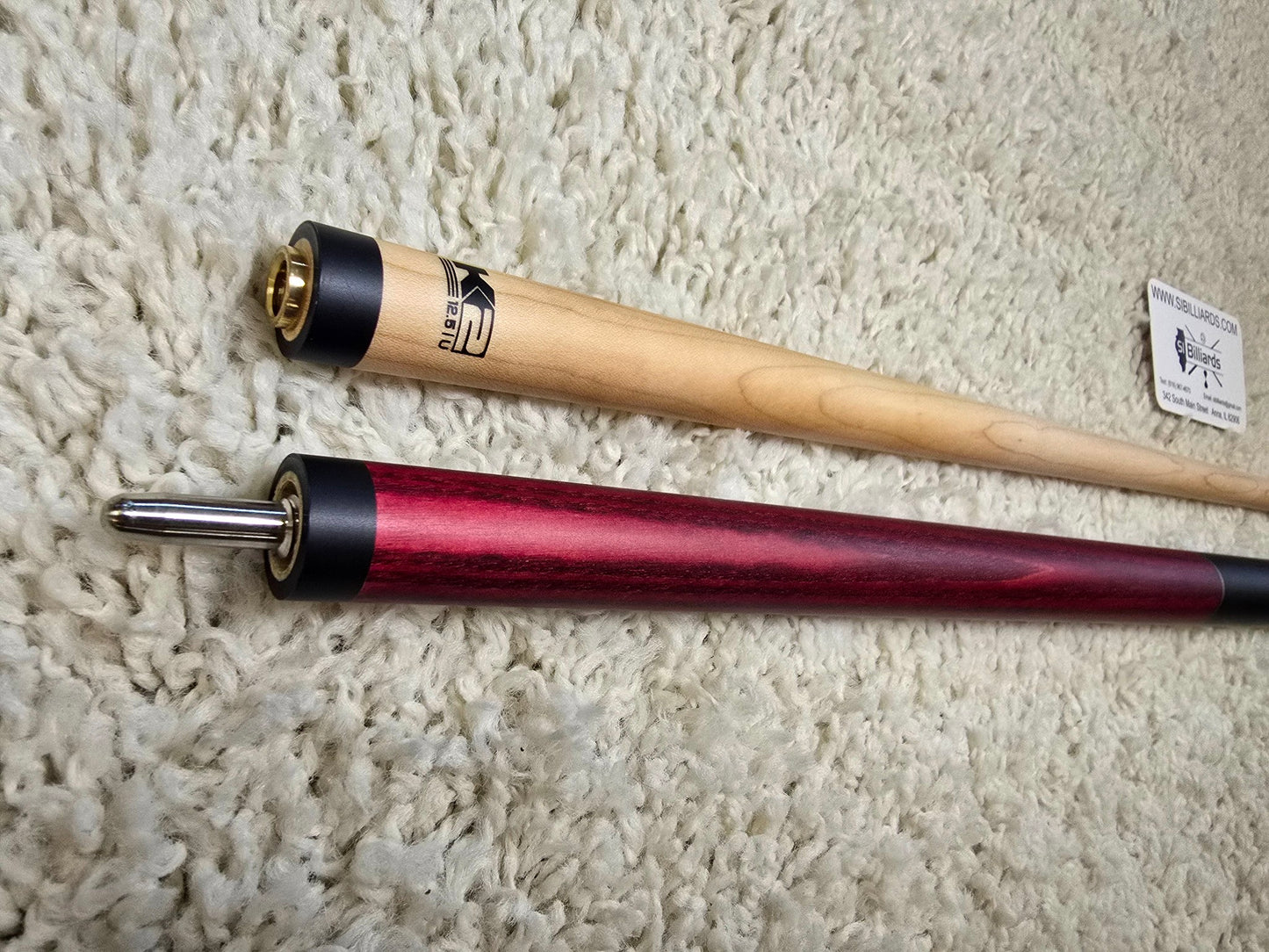 K2 Pool Cue KL119 Red Exotic Wood With Dual Copper Rings! 12.5 mm Shaft!