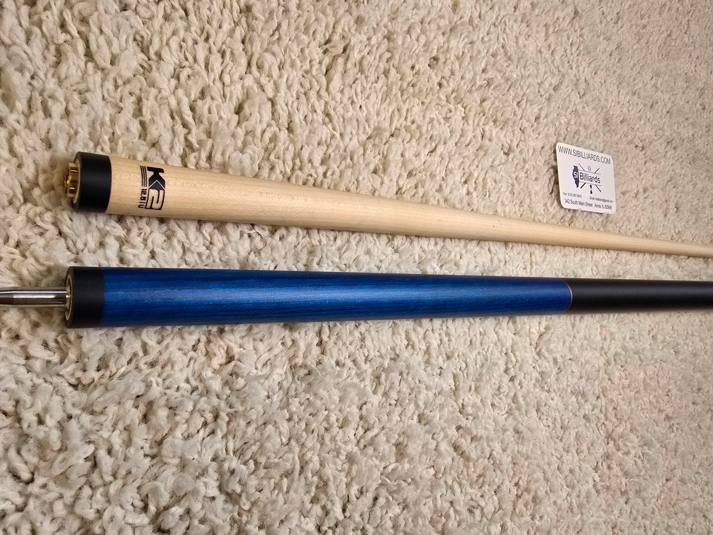 K2 Pool Cue KL1117 Blue Exotic Wood With Dual Copper Rings! 12.5 mm Shaft!