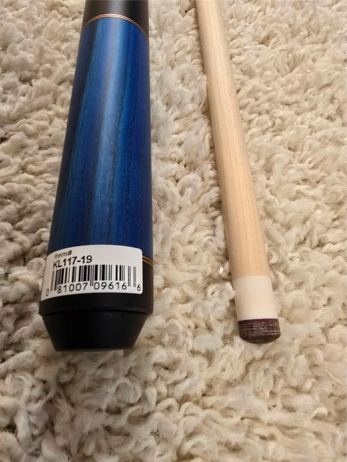 K2 Pool Cue KL1117 Blue Exotic Wood With Dual Copper Rings! 12.5 mm Shaft!