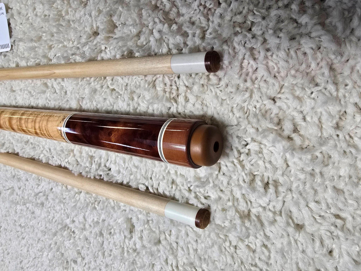 Don Hale Custom Cue Camphor Burl with Quilted Maple Two Shafts! Radial Joint!