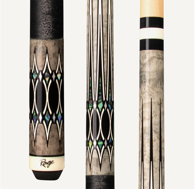 Rage RG213 Nacre Daggers Pool Cue – Black Nylon Wrap – 2‑Piece Billiard Cue