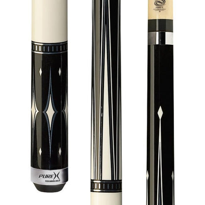 PureX HXT90 Kamui Black Soft Tip Traditional Silver Accents Technology Pool Cue