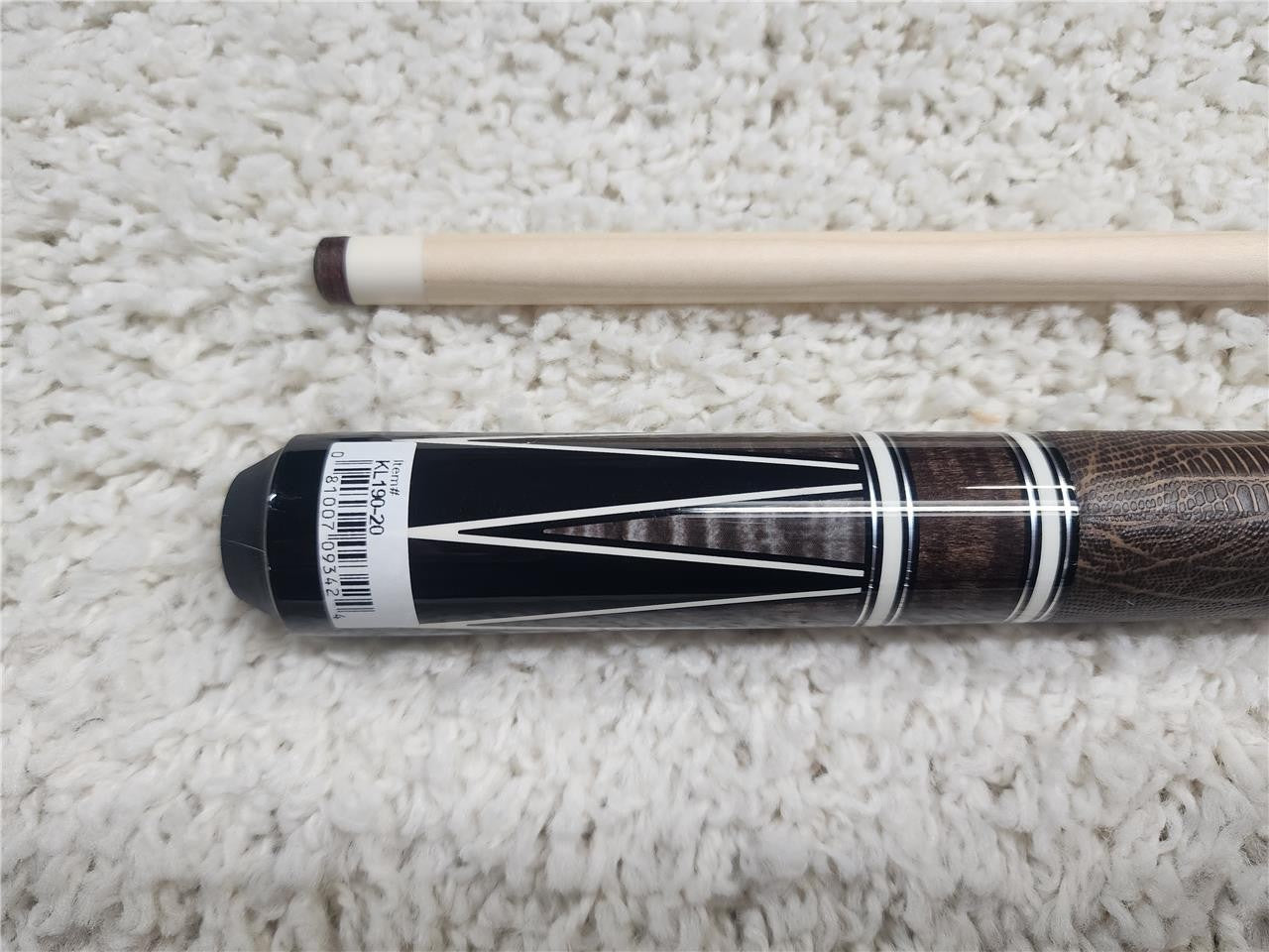 K2 POOL CUE KL190 Gloss Black, Rosewood, Snakewood Point Design, Brown Embossed