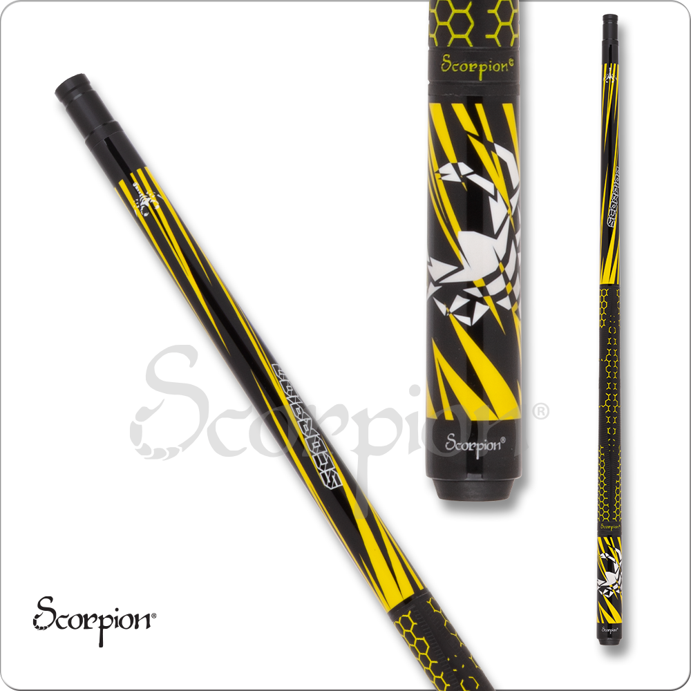 Scorpion SW31 Pool Cue Black with Yellow Slanted Points 19oz Free Shipping!