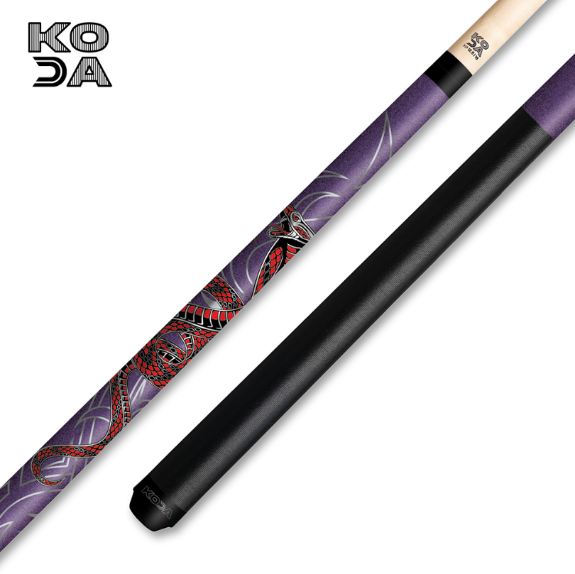 KODA Sports KDV40PL Purple Snake Pool Cue – 12.5mm LD Shaft - Free Case &amp; Bowtie