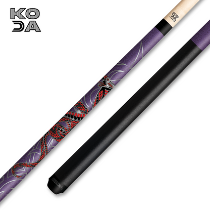 KODA Sports KDV40PL Purple Snake Pool Cue – 12.5mm LD Shaft - Free Case &amp; Bowtie