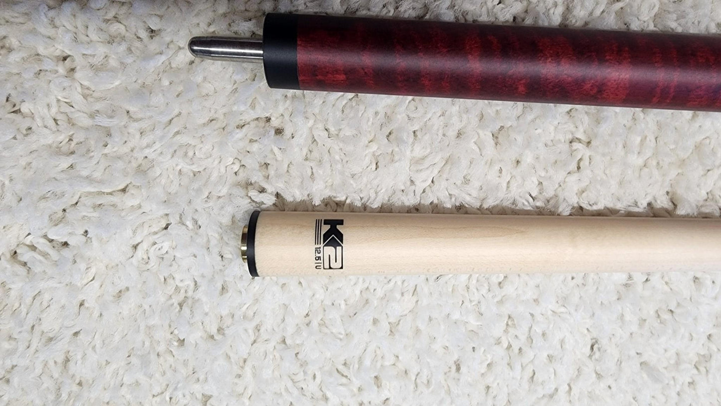K2 Pool Cue KLCRD Red w/ Leather Wrap Play Cue w/ Low Deflection 12.5MM Shaft