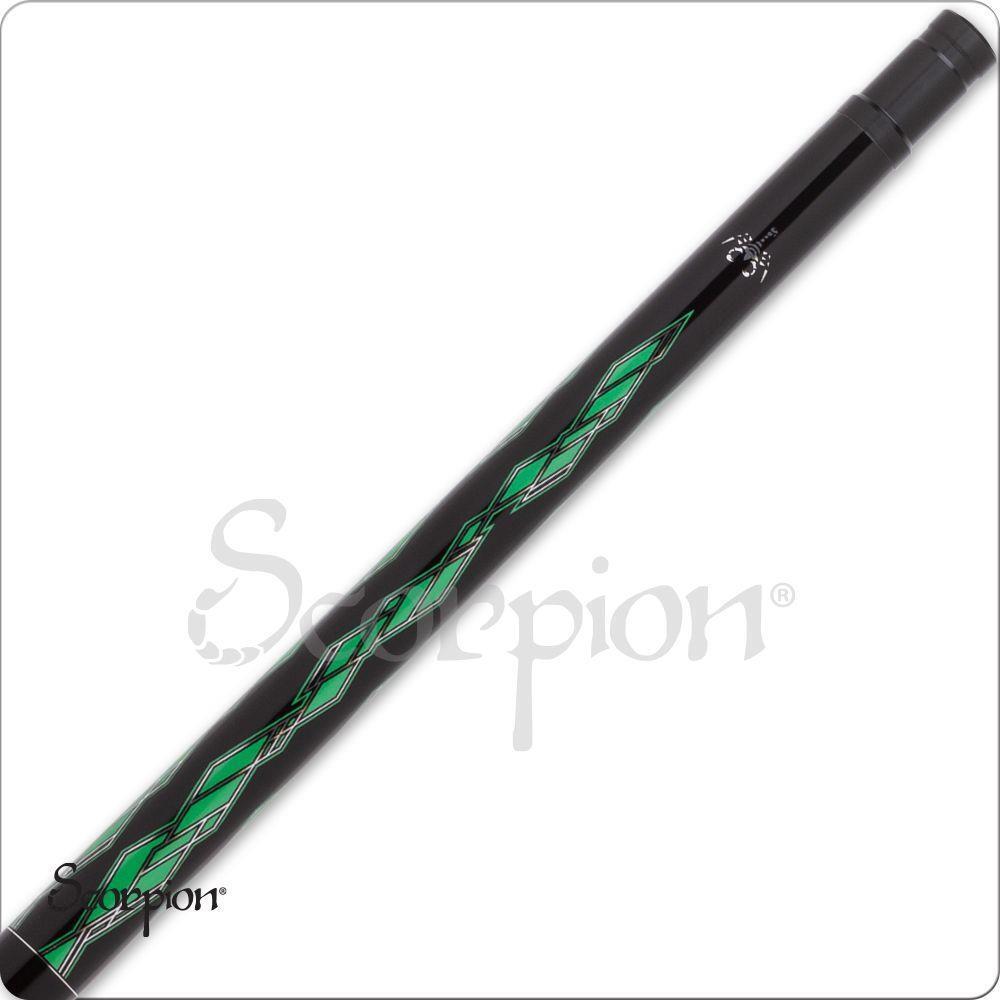 Scorpion SW21 Pool Cue Black with Metallic Green 19oz Free Shipping!