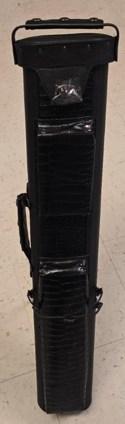 Leatherette Polyform Black Croc Print 2x4 Hard Pool Cue Case - With Kick Stand