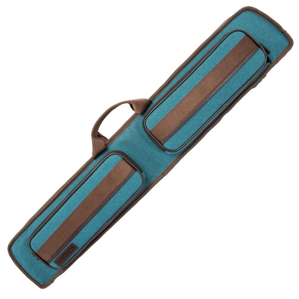 Lucasi DUO 2x4 Soft Pool Cue Case Teal Blue Brown Padded Billiards Bag