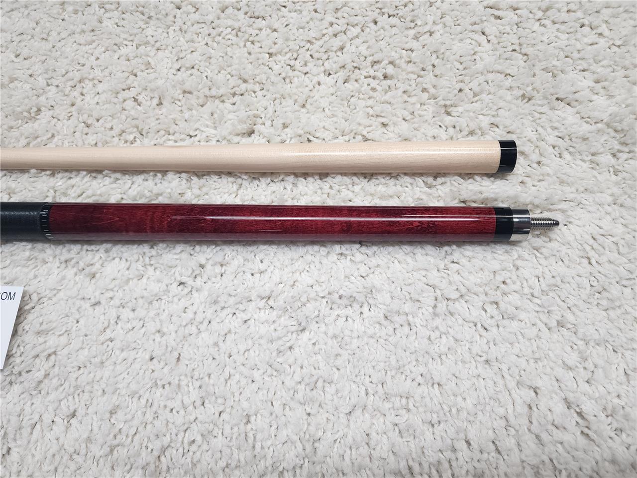 KODA POOL CUE KD31 Red Stained Real Curly Maple Forearm, Irish Linen & Maple Sha