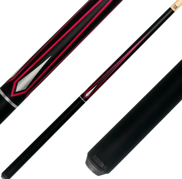KODA KD47PK Matte Black & Pink Pool Cue | 12.5mm Shaft | No‑Wrap |Low Deflection