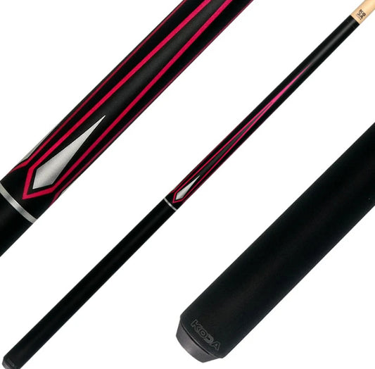 KODA KD47PK Matte Black & Pink Pool Cue | 12.5mm Shaft | No‑Wrap |Low Deflection