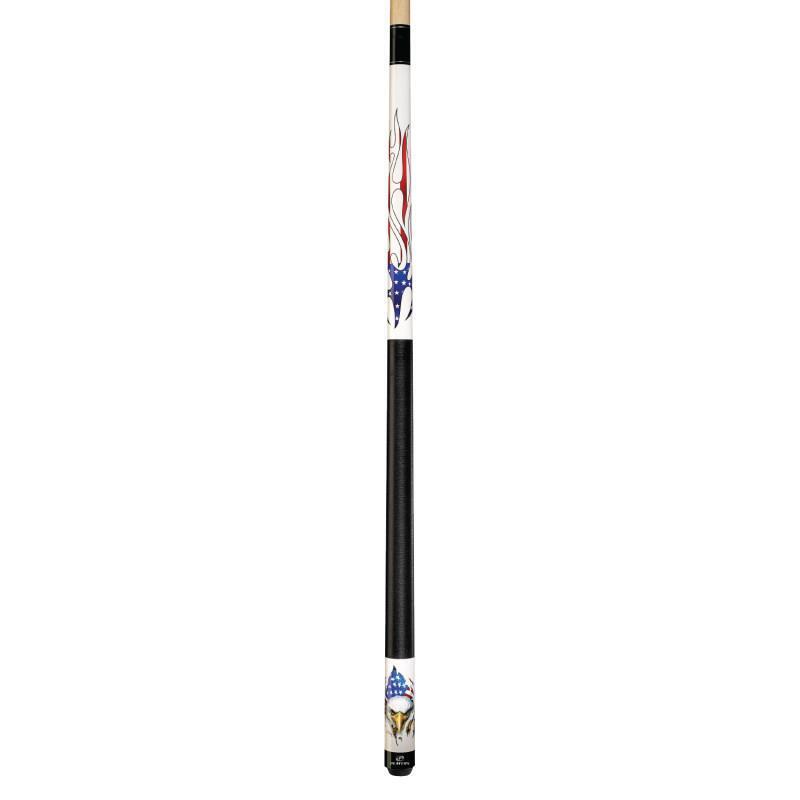 Players D-PEG White with Screaming Bald Eagle and American Flag Flames Cue