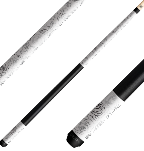 Koda KDV30WH Pool Cue White Rose Graphic | 19oz | 12.5mm Shaft | New