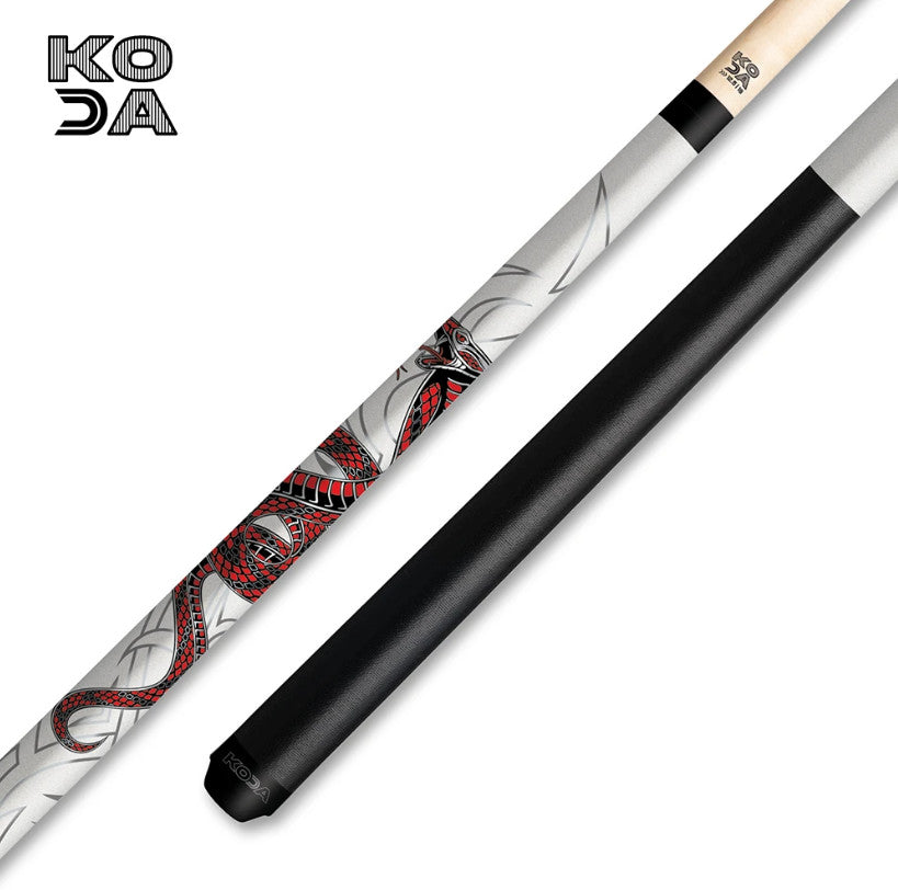 Koda KDV40WH White Snake Graphic Pool Cue, 12.5mm Solid Maple Shaft
