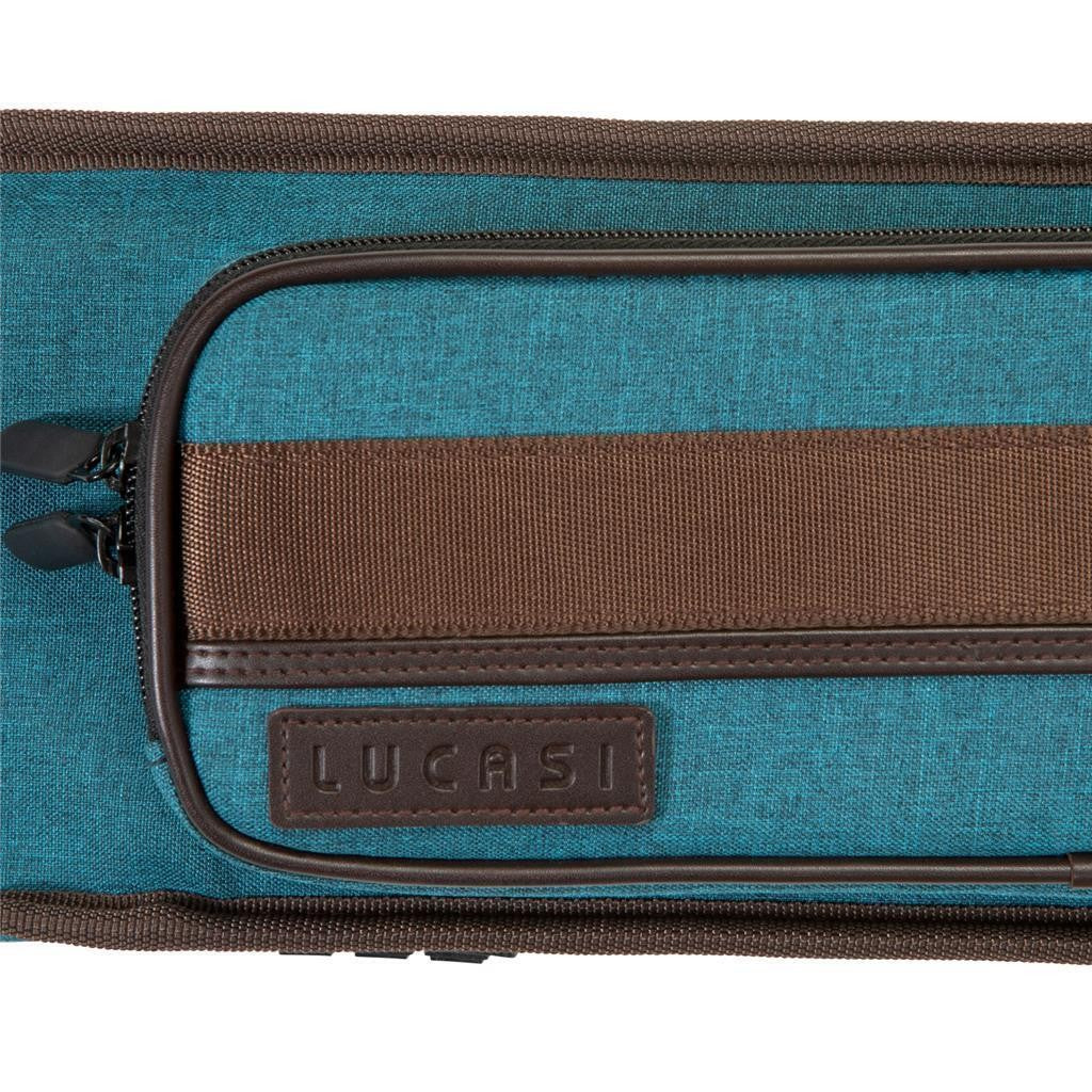Lucasi DUO 2x4 Soft Pool Cue Case Teal Blue Brown Padded Billiards Bag